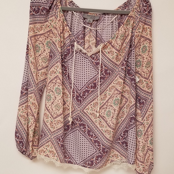Ruff Hewn Tops - NWOT Ruff Hewn Grey Boho, Flowy, Lacy Blouse